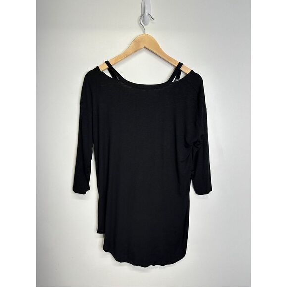 Matty M Shirt Womens Cold Shoulder Black Half Sleeve Size Small NWT - Picture 2 of 6